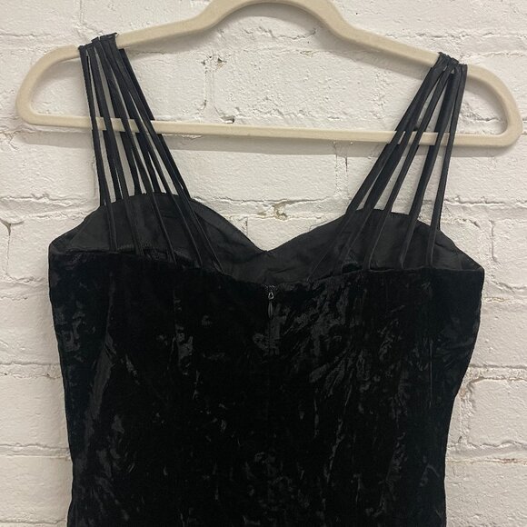 Vintage Crushed Velvet Black Dress Small - Picture 4 of 6